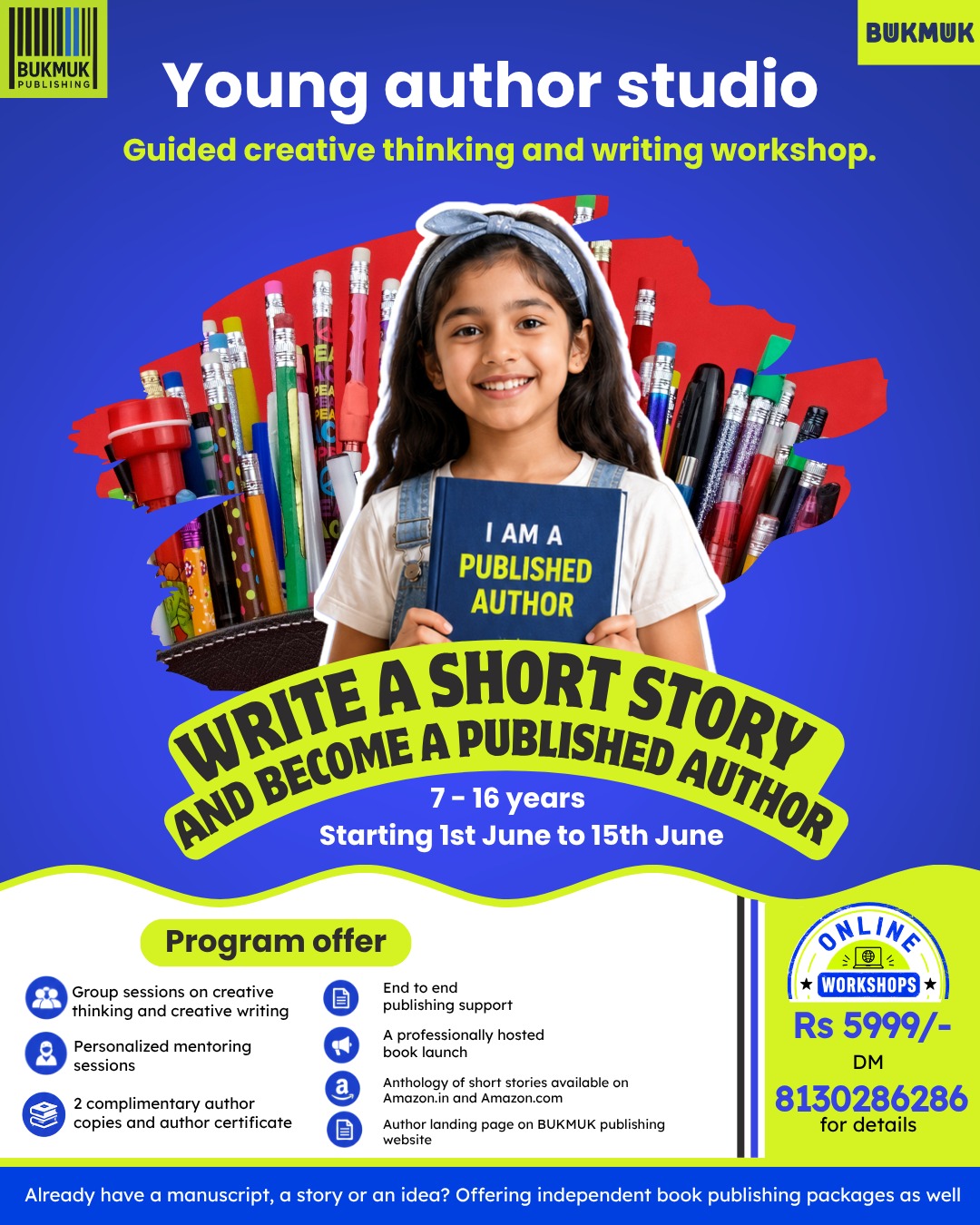 Young Author Studio · workshop brochure